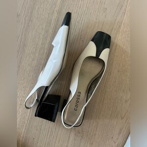 VINTAGE new with tags Caressa block sling back heel in size 8